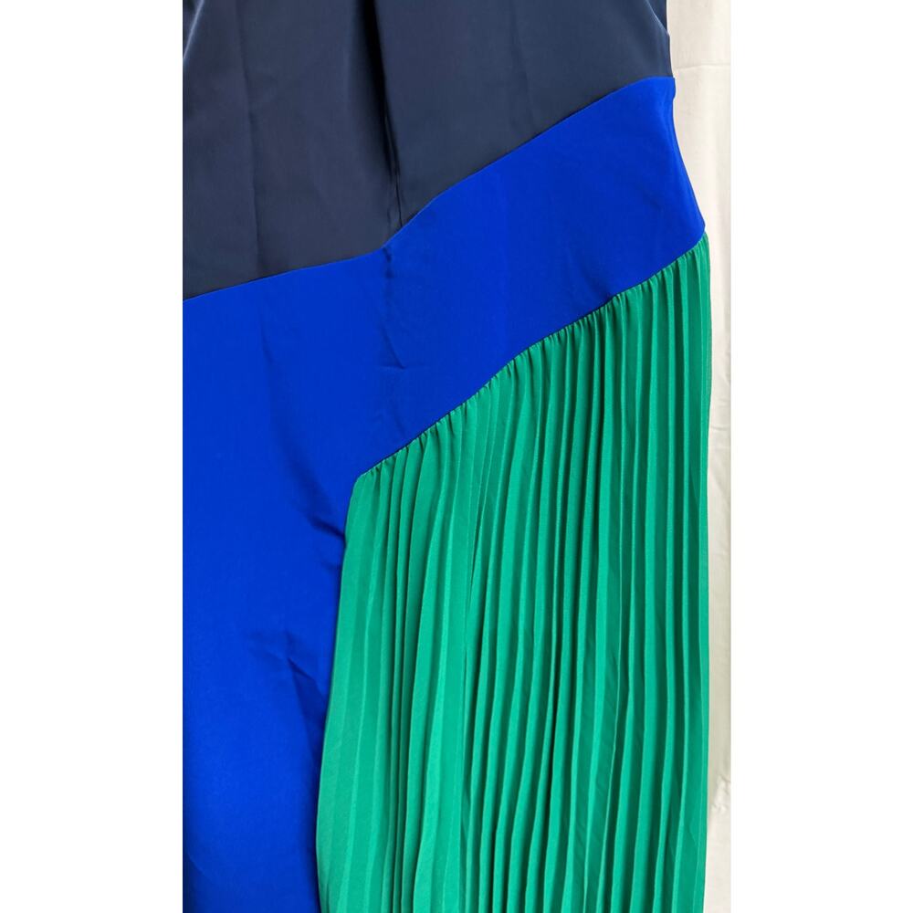 Cushine Target Women Midi Shift Dress 8 Fit Flare Pleat Spaghetti Green Blue New - Picture 5 of 9